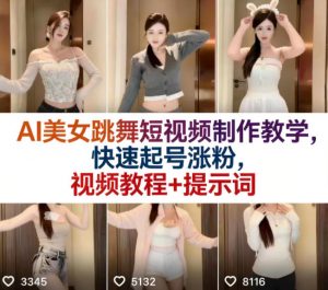 AI美女跳舞短视频制作教学，快速起号涨粉，视频教程+提示词-沧海聊项目