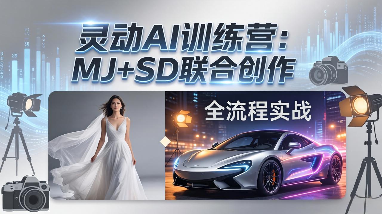 灵动AI训练营-3.0课程：MJ+SD联合创作，从婚纱大片到汽车广告，摄影后期全流程实战-沧海聊项目