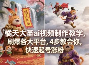 橘天大圣ai视频制作教学，刷爆各大平台，4步教会你，快速起号涨粉-沧海聊项目