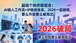 超级个体终极组合：AI嵌入工作流+IP做成体系，2026一起破局，要么升级要么被淘汰-沧海聊项目
