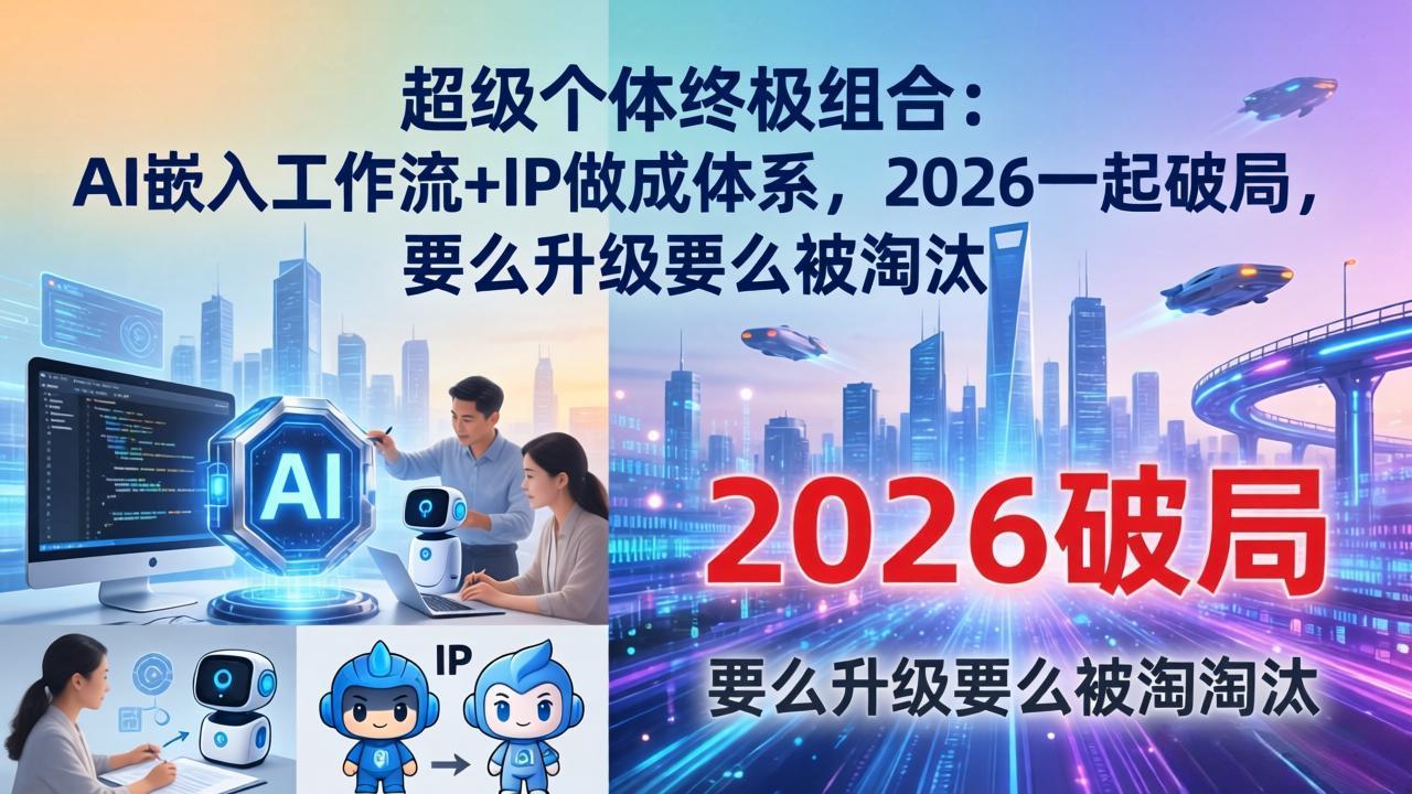 超级个体终极组合：AI嵌入工作流+IP做成体系，2026一起破局，要么升级要么被淘汰-沧海聊项目