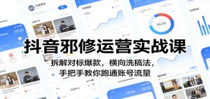 抖音邪修运营实战课：拆解对标爆款，横向洗稿法，手把手教你跑通账号流量-沧海聊项目