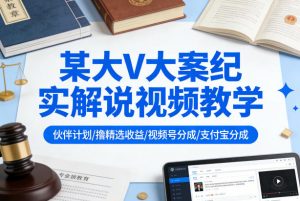 某大V大案纪实解说视频教学，可做伙伴计划、撸精选收益，视频号和支付宝分成计划均可-沧海聊项目