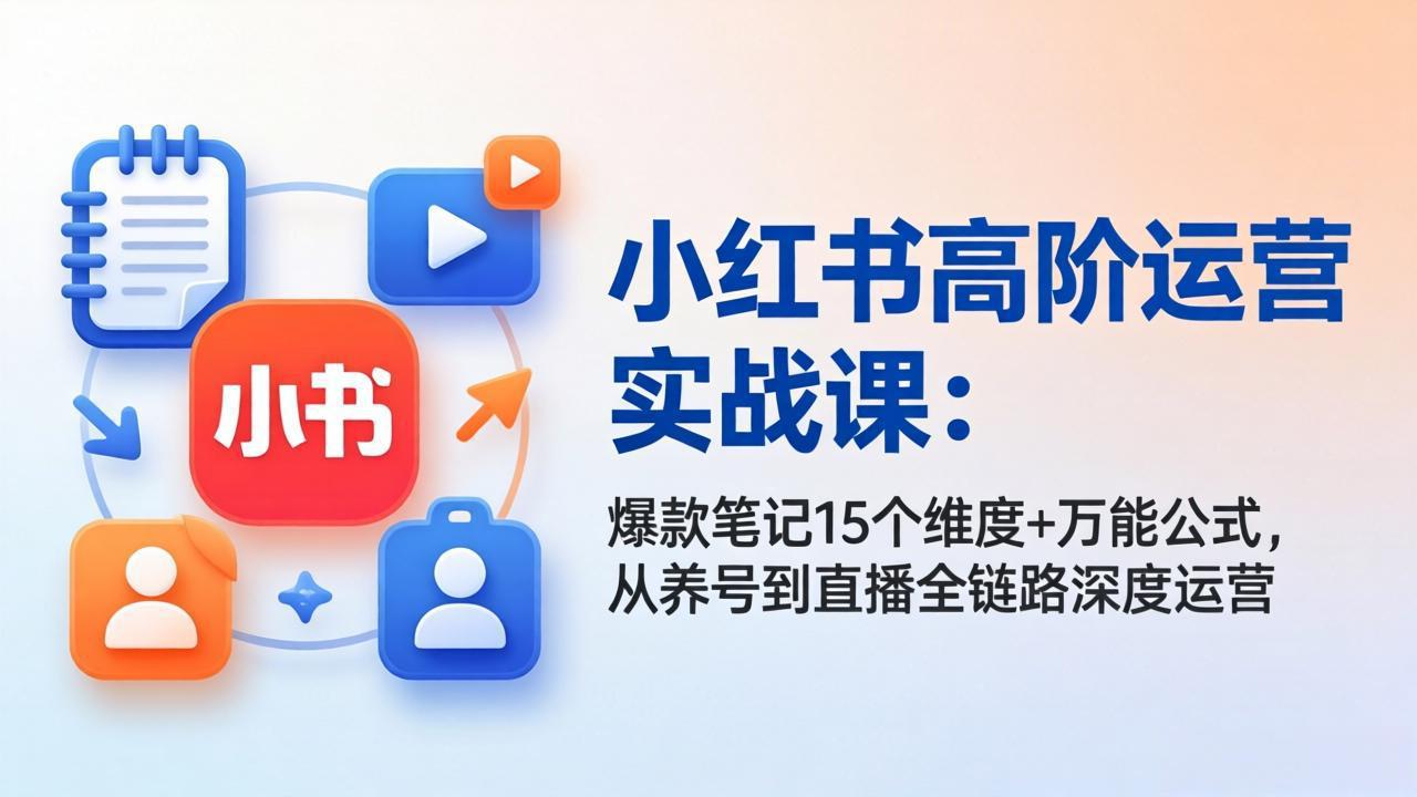 小红书高阶运营实战课：爆款笔记15个维度+万能公式，从养号到直播全链路深度运营-沧海聊项目