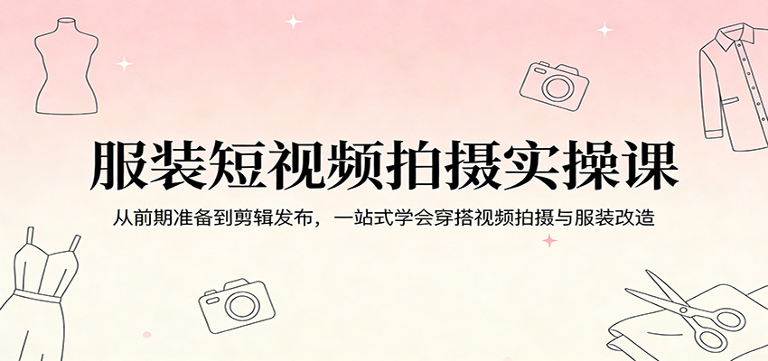 服装短视频拍摄实操课：从前期准备到剪辑发布，一站式学会穿搭视频拍摄与服装改造-沧海聊项目