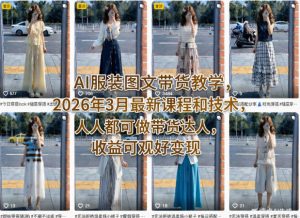 AI服装图文带货教学，2026年3月最新课程和技术，人人都可做带货达人，收益可观好变现-沧海聊项目
