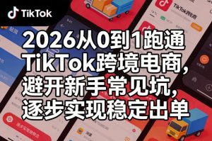 2026从0到1跑通TikTok跨境电商，避开新手常见坑，逐步实现稳定出单-沧海聊项目