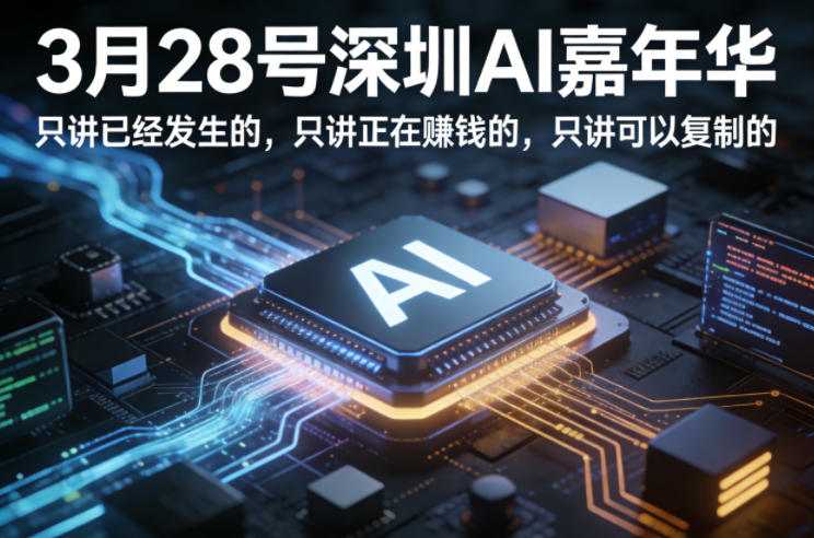 3月28号深圳AI嘉年华，只讲已经发生的，只讲正在賺钱的，只讲可以复制的-沧海聊项目