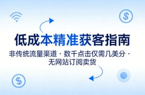 低成本精准获客指南，用非传统流量渠道，实现数千点击仅需几美分，不用网站也能搞订阅卖货-沧海聊项目
