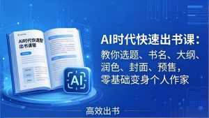 AI时代7天闪电出书课：教你选题、书名、大纲、润色、封面、预售，零基础变身个人作家-沧海聊项目