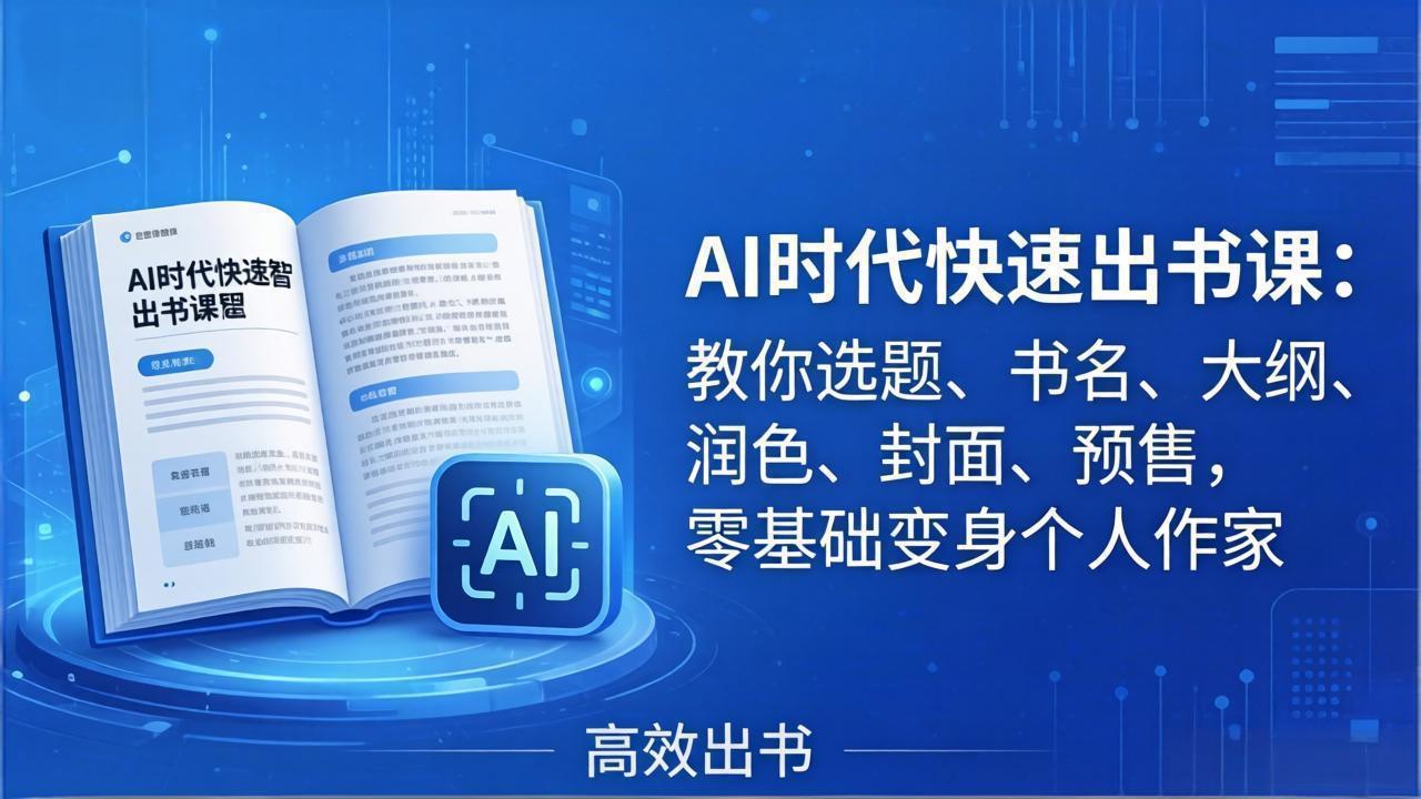 AI时代7天闪电出书课：教你选题、书名、大纲、润色、封面、预售，零基础变身个人作家-沧海聊项目
