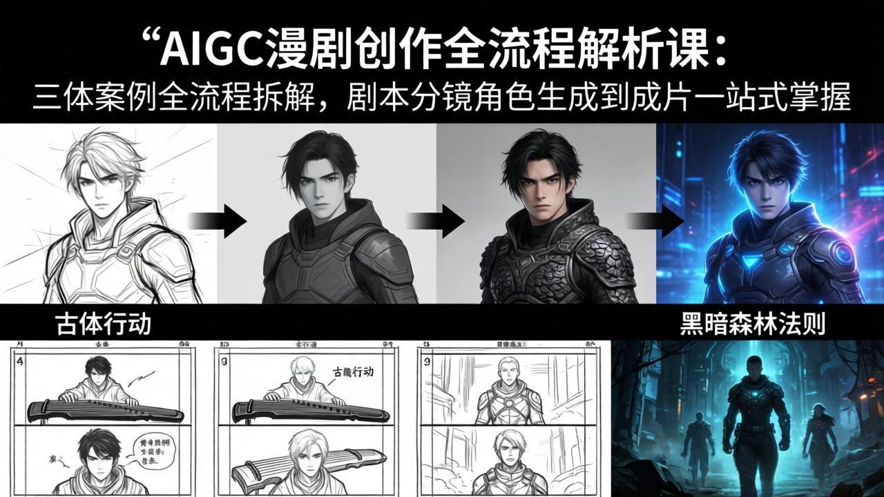 AIGC漫剧创作全流程解析课：三体案例全流程拆解，剧本分镜角色生成到成片一站式掌握-沧海聊项目