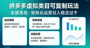 拼多多虚拟类目可复制玩法，实操落地，矩阵化日入稳定过千【揭秘】-沧海聊项目