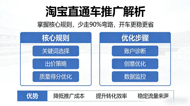 淘宝直通车推广解析，掌握核心规则，少走90%弯路，开车更稳更省-沧海聊项目