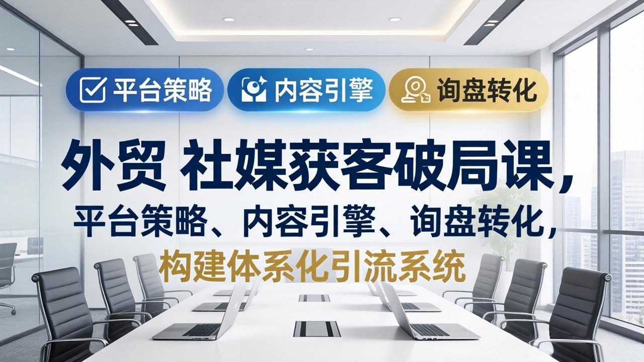 外贸 社媒获客破局课，平台策略、内容引擎、询盘转化，构建体系化引流系统(更新26年3月-沧海聊项目