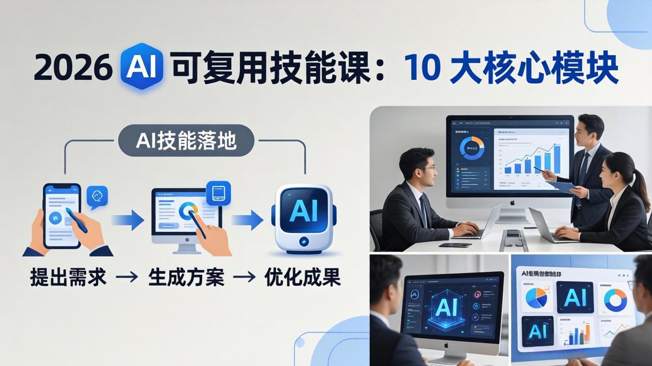 2026AI可复用技能-4月新课：10大核心模块，手把手教你把AI用进工作、产出成果-沧海聊项目