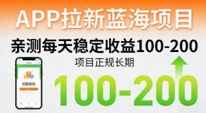 APP拉新蓝海项目，亲测每天稳定收益100-200，项目正规长期-沧海聊项目