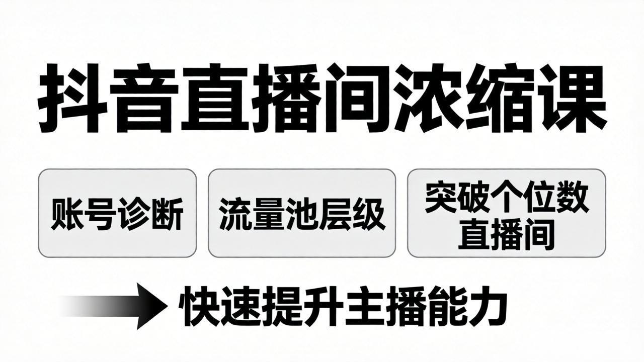 抖音直播间浓缩课：账号诊断+流量池层级，突破个位数直播间，快速提升主播能力-沧海聊项目
