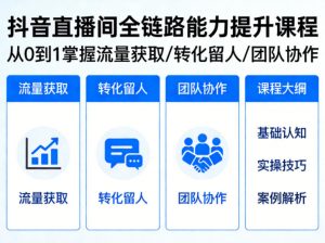 抖音直播间浓缩版视频课程，从0到1掌握直播间流量获取、转化留人、团队协作的全链路能力-沧海聊项目