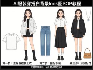 AI服装穿搭白背景look图SOP教程，不用会画画，提几句具体要求，AI就能还你一个奇迹-沧海聊项目