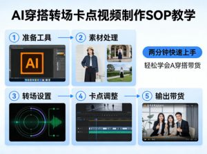 AI穿搭转场卡点视频制作SOP教学，两分钟快速上手，轻松学会AI穿搭带货-沧海聊项目