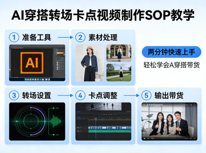 AI穿搭转场卡点视频制作SOP教学，两分钟快速上手，轻松学会AI穿搭带货-沧海聊项目