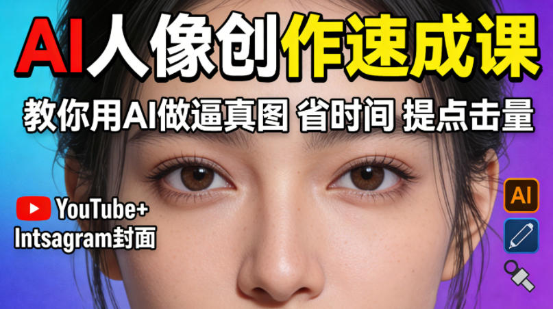 YouTube+Instagram封面没人点？AI人像创作速成课，教你用AI做逼真图，省时间还能提点击量！-沧海聊项目