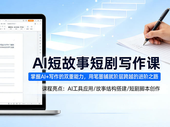 AI短故事短剧写作课，掌握AI+写作的双重能力，用笔墨铺就阶层跨越的进阶之路-沧海聊项目