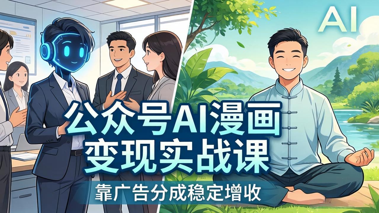 公众号AI漫画变现实战课：星座/职场/养生多赛道+智能体发文，靠广告分成稳定增收-沧海聊项目