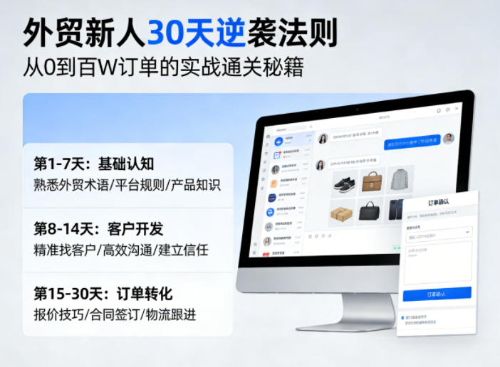 外贸新人30天逆袭法则，教你从0到百W订单的实战通关秘籍-沧海聊项目