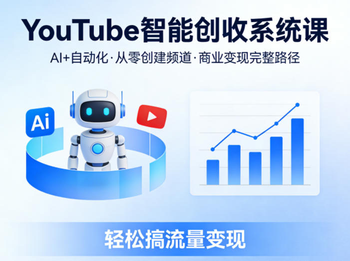 YouTube智能创收系统课，AI+自动化，从零创建YouTube频道并实现商业变现的完整路径，轻松搞流量变现-沧海聊项目