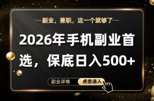 26年手机副业项目首推，单账号保底日入5张+，可矩阵放大【揭秘】-沧海聊项目