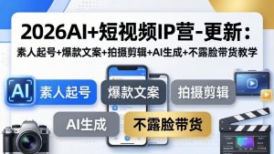 2026AI+短视频IP营-更新：素人起号+爆款文案+拍摄剪辑+AI生成+不露脸带货教学-沧海聊项目