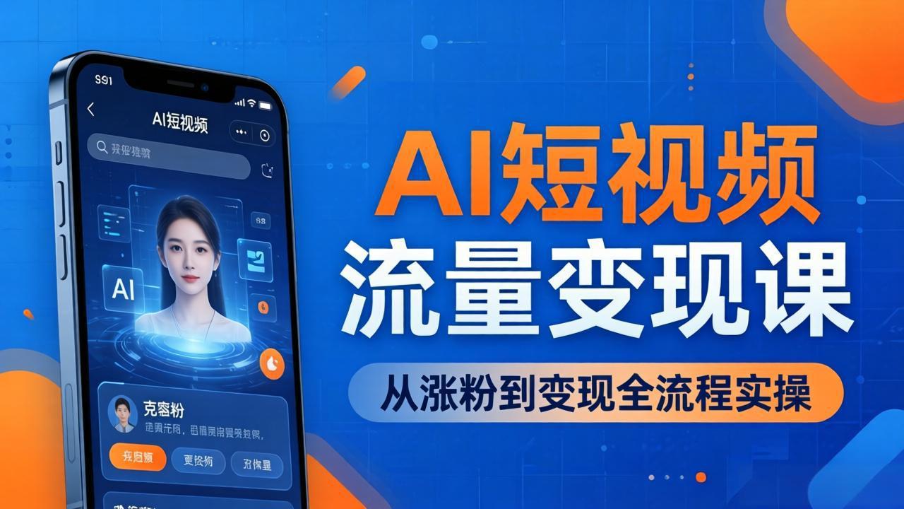 AI短视频流量变现课：一部手机玩转数字人克隆+爆款制作，从涨粉到变现全流程实操-沧海聊项目
