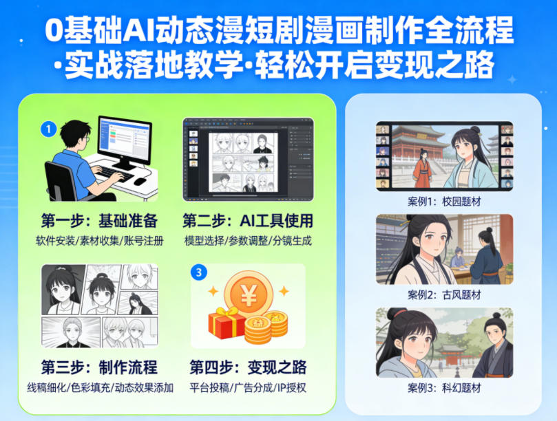 0基础AI动态漫短剧漫画制作全流程，实战落地教学，轻松开启变现之路-沧海聊项目