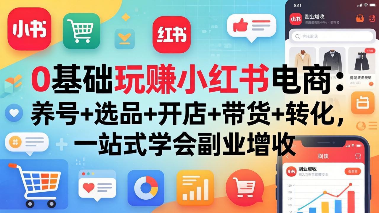 0基础玩赚小红书电商：养号+选品+开店+带货+转化，一站式学会副业增收-沧海聊项目