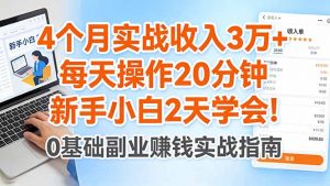 4个月实战收入3万+，每天操作20分钟，新手小白2天学会！-沧海聊项目
