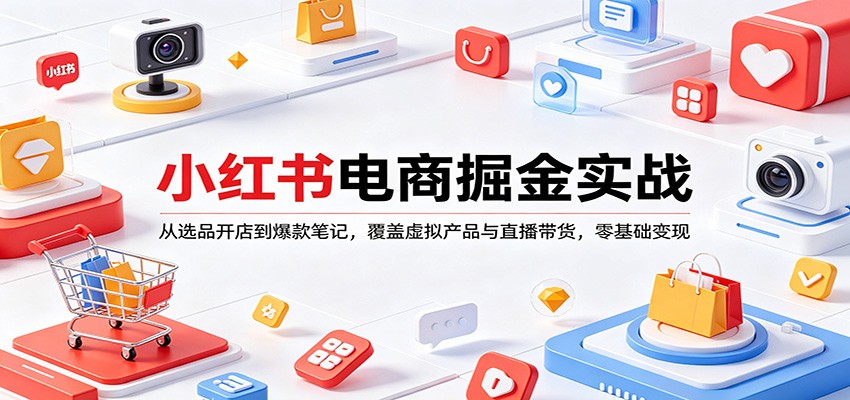 小红书电商掘金实战：从选品开店到爆款笔记，覆盖虚拟产品与直播带货，零基础变现-沧海聊项目