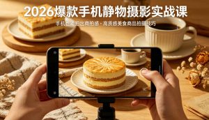 2026爆款手机静物摄影实战课，手机也能拍出商拍感，学会拍出高质感美食商品-沧海聊项目