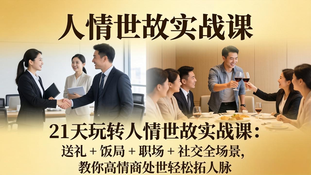 21 天玩转人情世故实战课：送礼 + 饭局 + 职场 + 社交全场景，教你高情商处世轻松拓人脉-沧海聊项目