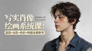 写实肖像绘画系统课：造型+光影+色彩+构图全套教学，配套笔刷+示范+作业点评-沧海聊项目