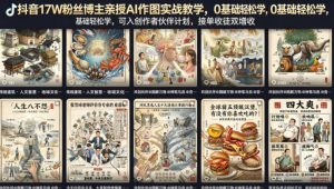 抖音17W粉丝博主亲授AI作图实战教学，0基础轻松学，可入创作者伙伴计划，接单收徒双增收-沧海聊项目