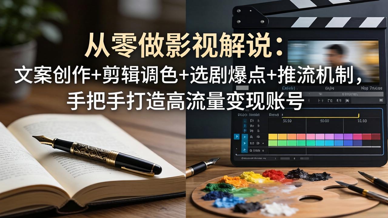 从零做影视解说：文案创作+剪辑调色+选剧爆点+推流机制，手把手打造高流量变现账号-沧海聊项目