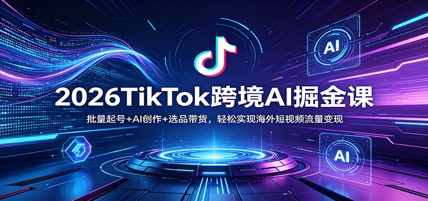 2026TikTok跨境AI掘金课：批量起号+AI创作+选品带货，轻松实现海外短视频流量变现-沧海聊项目