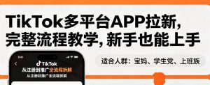 TikTok多平台APP拉新，完整流程教学，新手也能上手，轻松出海搞美金-沧海聊项目