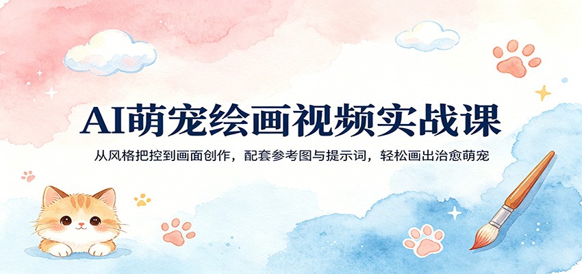 AI萌宠绘画视频实战课：从风格把控到画面创作，配套参考图与提示词，轻松画出治愈萌宠-沧海聊项目