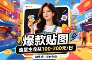 借助AI生成爆款贴图做公众流量主，当日收益100-200-沧海聊项目