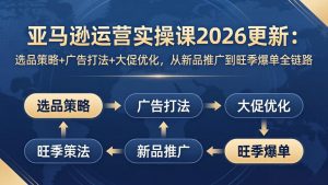 亚马逊运营实操课2026更新：选品策略+广告打法+大促优化，从新品推广到旺季爆单全链路-沧海聊项目