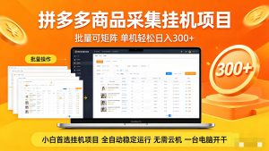 拼多多商品采集全自动挂机玩法 批量可矩阵 单机轻松日入300+-沧海聊项目