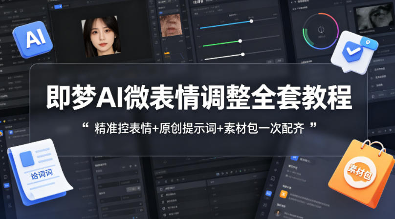 即梦AI微表情调整全套教程，精准控表情+原创提示词+素材包一次配齐-沧海聊项目